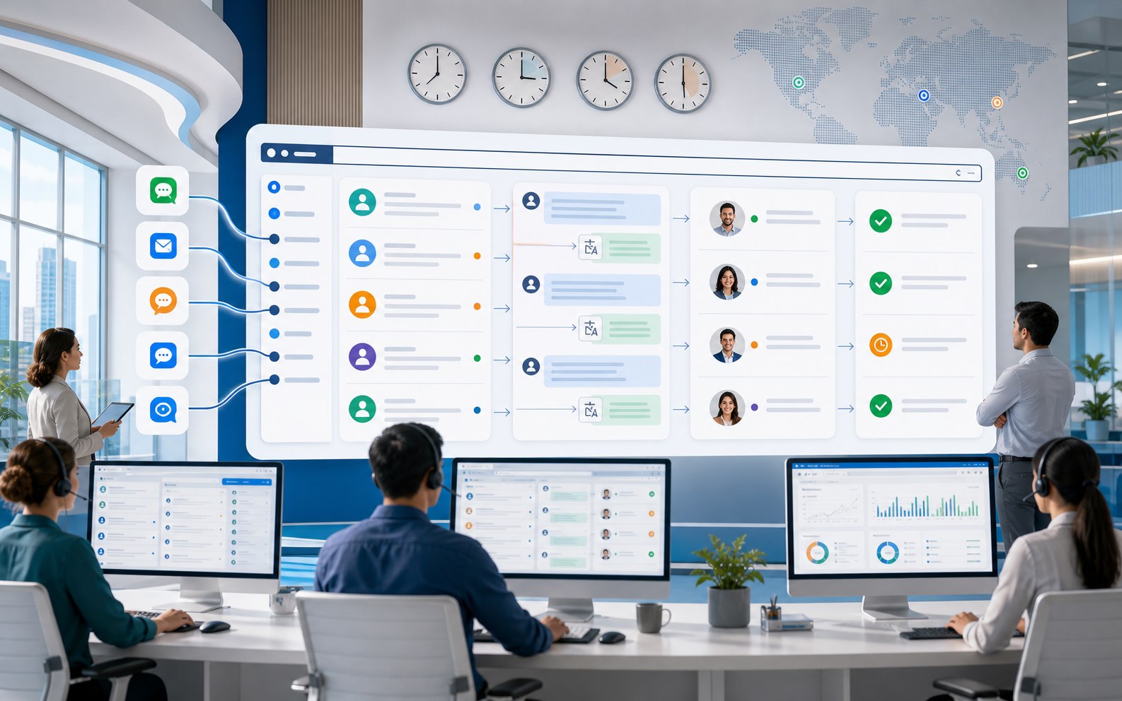 Global support team using a shared conversation workflow
